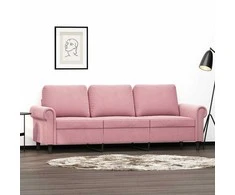 Trivietė sofa, rožinės spalvos, 180cm, aksomas