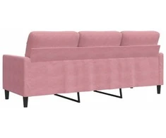 Trivietė sofa, rožinės spalvos, 180cm, aksomas