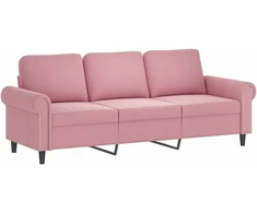 Trivietė sofa, rožinės spalvos, 180cm, aksomas