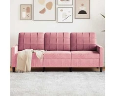 Trivietė sofa, rožinės spalvos, 180cm, aksomas