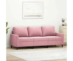Trivietė sofa, rožinės spalvos, 180cm, aksomas