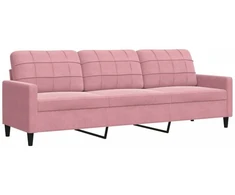 Trivietė sofa, rožinės spalvos, 210cm, audinys