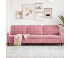 Trivietė sofa, rožinės spalvos, 210cm, audinys