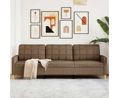 Trivietė sofa, rudos spalvos, 210cm, audinys