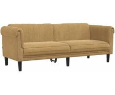 Trivietė sofa, rudos spalvos, aksomas
