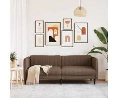 Trivietė sofa, rudos spalvos, dirbtinė versta oda