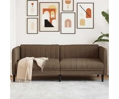 Trivietė sofa, rudos spalvos, dirbtinė versta oda