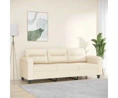 Trivietė sofa, smėlio spalvos, 180cm, mikropluošto audinys