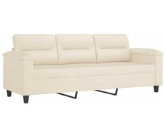 Trivietė sofa, smėlio spalvos, 180cm, mikropluošto audinys
