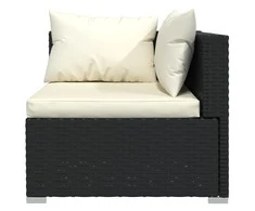 Trivietė sofa su pagalvėlėmis, juodos spalvos, poliratanas