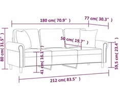 Trivietė sofa su pagalvėlėmis, kreminės spalvos, 180cm, aksomas