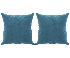 Trivietė sofa su pagalvėlėmis, mėlynos spalvos, 180cm, aksomas