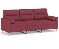 Trivietė sofa su pagalvėlėmis, raudonojo vyno, 180cm, audinys