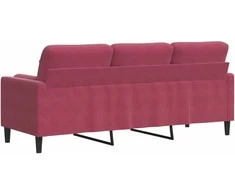 Trivietė sofa su pagalvėlėmis, raudonojo vyno, 180cm, aksomas