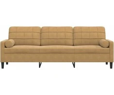 Trivietė sofa su pagalvėlėmis, rudos spalvos, 210cm, aksomas