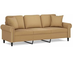 Trivietė sofa su pagalvėlėmis, rudos spalvos, 180cm, aksomas