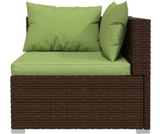 Trivietė sofa su pagalvėlėmis, rudos spalvos, poliratanas