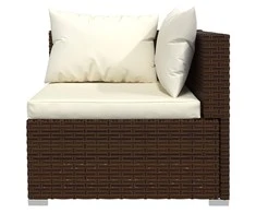 Trivietė sofa su pagalvėlėmis, rudos spalvos, poliratanas