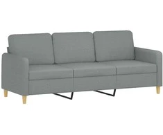 Trivietė sofa su pagalvėlėmis, šviesiai pilka, 180cm, audinys