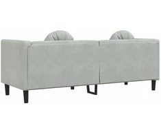 Trivietė sofa su pagalvėlėmis, šviesiai pilkos spalvos, aksomas