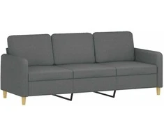 Trivietė sofa su pagalvėlėmis, tamsiai pilka, 180cm, audinys