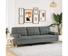 Trivietė sofa su pagalvėlėmis, tamsiai pilka, 210cm, audinys