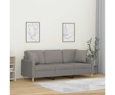 Trivietė sofa su pagalvėlėmis, taupe spalvos, 180cm, audinys