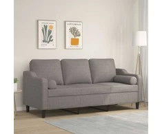 Trivietė sofa su pagalvėlėmis, taupe spalvos, 180cm, audinys