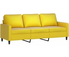 Trivietė sofa su pakoja, geltonos spalvos, 180cm, aksomas
