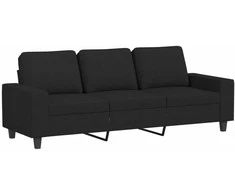 Trivietė sofa su pakoja, juodos spalvos, 180cm, audinys