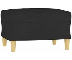 Trivietė sofa su pakoja, juodos spalvos, 180cm, audinys