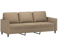 Trivietė sofa su pakoja, kapučino spalvos, 180cm, dirbtinė oda