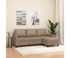 Trivietė sofa su pakoja, kapučino spalvos, 180cm, dirbtinė oda