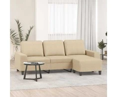 Trivietė sofa su pakoja, kreminės spalvos, 180cm, audinys