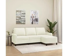 Trivietė sofa su pakoja, kreminės spalvos, 180cm, aksomas