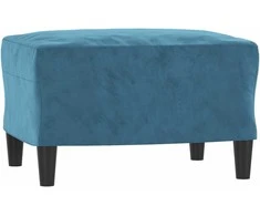 Trivietė sofa su pakoja, mėlynos spalvos, 180cm, aksomas