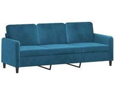 Trivietė sofa su pakoja, mėlynos spalvos, 180cm, aksomas