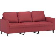 Trivietė sofa su pakoja, raudonojo vyno, 180cm, dirbtinė oda