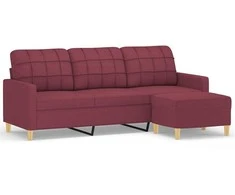 Trivietė sofa su pakoja, raudonojo vyno spalvos, 180cm, audinys