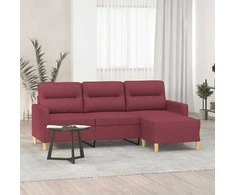 Trivietė sofa su pakoja, raudonojo vyno spalvos, 180cm, audinys
