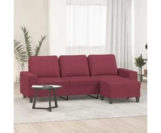Trivietė sofa su pakoja, raudonojo vyno spalvos, 180cm, audinys