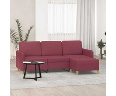 Trivietė sofa su pakoja, raudonojo vyno spalvos, 180cm, audinys