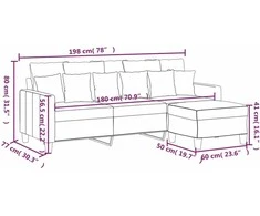 Trivietė sofa su pakoja, raudonojo vyno spalvos, 180cm, audinys