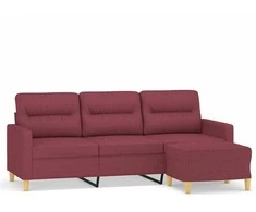 Trivietė sofa su pakoja, raudonojo vyno spalvos, 180cm, audinys