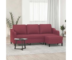 Trivietė sofa su pakoja, raudonojo vyno spalvos, 180cm, audinys
