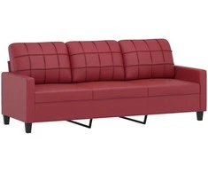 Trivietė sofa su pakoja, raudonojo vyno, 180cm, dirbtinė oda