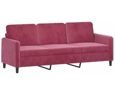 Trivietė sofa su pakoja, raudonojo vyno spalvos, 180cm, aksomas