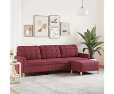 Trivietė sofa su pakoja, raudonojo vyno spalvos, 210cm, audinys
