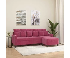 Trivietė sofa su pakoja, raudonojo vyno spalvos, 180cm, aksomas