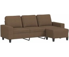 Trivietė sofa su pakoja, rudos spalvos, 180cm, audinys